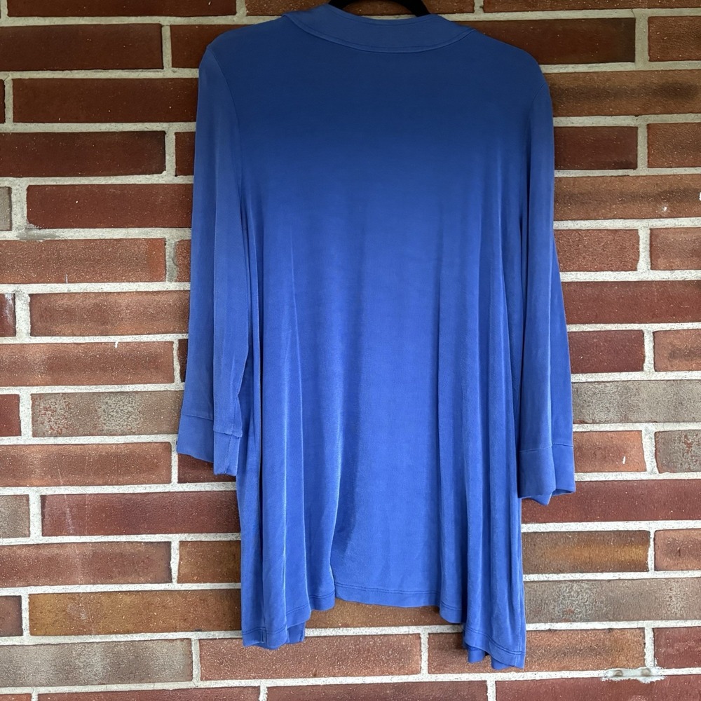 Slinky Brand Blue Travel Acetate Open Shrug Cardigan Topper Sz L A2075 - Picture 3 of 5